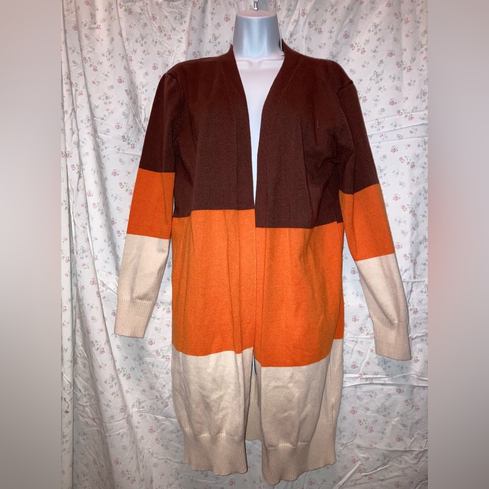 Pretty fall colors long sweater jacket
